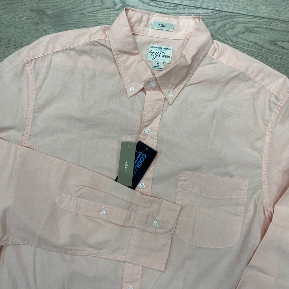J.Crew Secret Wash Button Down Shirt Mens M Pink Slim Coolmax AI921 NWT